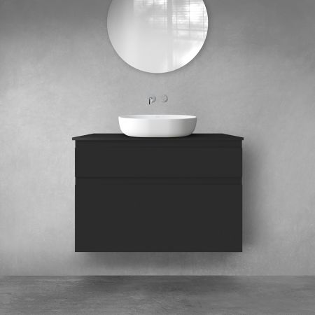 Oltens Vernal bathroom furniture set 100 cm with countertop, matte black 68220300