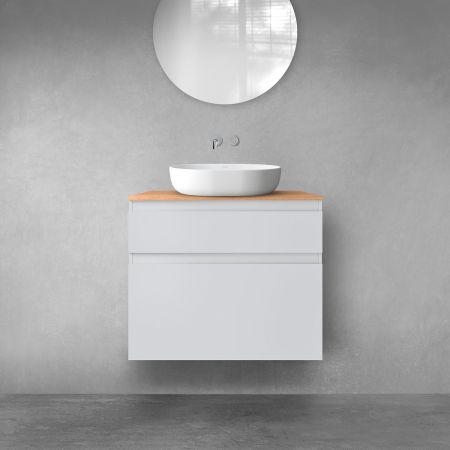 Oltens Vernal bathroom furniture set 80 cm with countertop, matte grey/oak 68223700