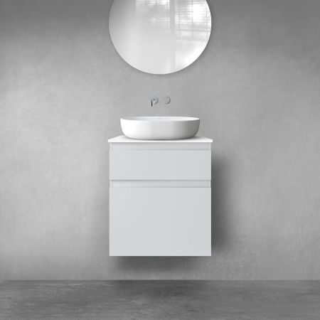 Oltens Vernal Bademöbelset 60 cm mit Waschbeckenplatte grau matt/weiß glänzend 68226700