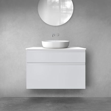 Oltens Vernal bathroom furniture set 100 cm with countertop, matte grey/white gloss 68228700