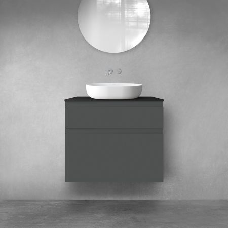 Oltens Vernal Bademöbelset 80 cm mit Waschbeckenplatte grafitfarben matt/schwarz matt 68231400