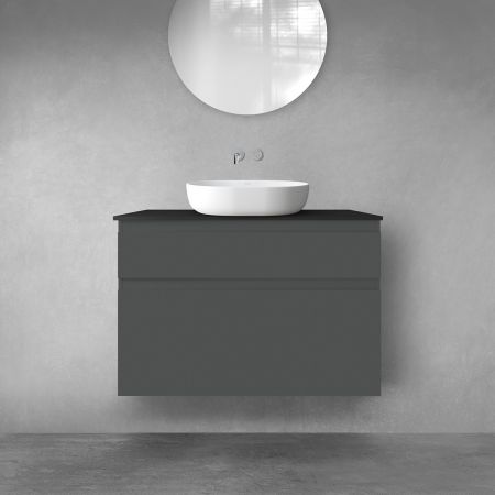Oltens Vernal bathroom furniture set 100 cm with countertop, matte graphite/matte black 68232400