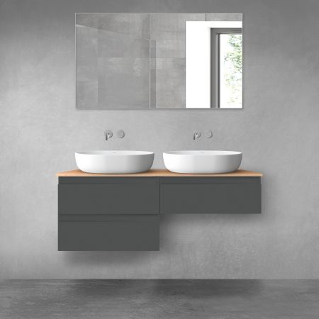 Oltens Vernal sada koupelnového nábytku 120 cm s horní deskou, matná grafitová/dub 68235400