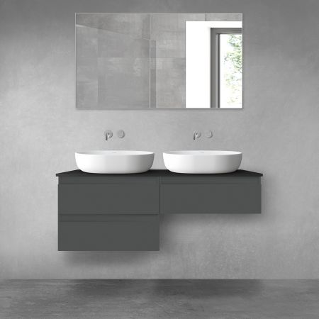 Oltens Vernal Bademöbelset 120 cm mit Waschbeckenplatte grafitfarben matt/schwarz matt 68237400