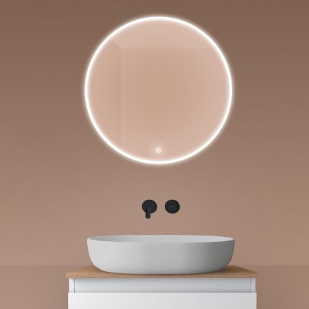 Oltens Nordlis zrcadlo 60x60 cm kulatý s osvětlením a systémem Klarglas 64100000