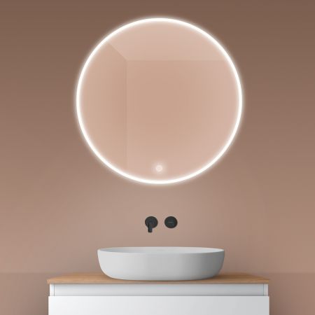 Oltens Nordlis mirror 80 cm, round with LED lighting and Klarglas system 64101000