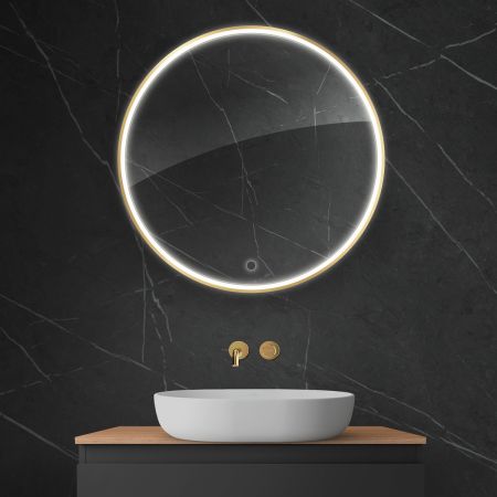 Oltens Nordlis mirror 80 cm, round with LED lighting and Klarglas system 64101800