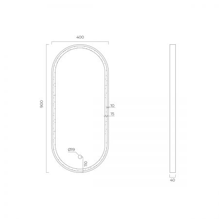 Oltens Nordlis zrcadlo 40x90 cm oválný s osvětlením a systémem Klarglas, měď kartáčovaná 64103610