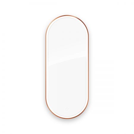 Oltens Nordlis zrcadlo 50x120 cm oválný s osvětlením a systémem Klarglas, měď kartáčovaná 64104610
