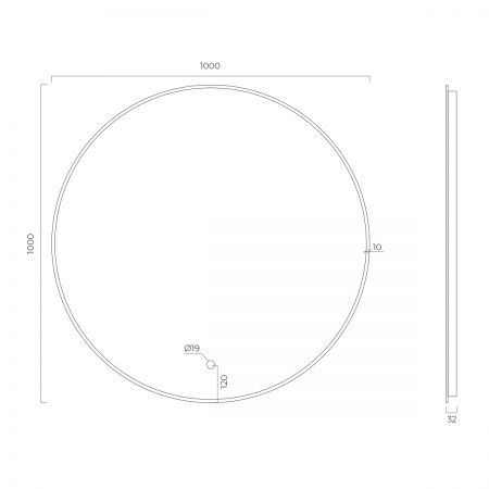 Oltens Nordlis mirror 100 cm, round with LED lighting and Klarglas system, brushed copper 64110610