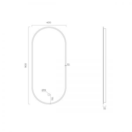Oltens Nordlis zrcadlo 40x90 cm oválný s osvětlením a systémem Klarglas, měď kartáčovaná 64113610