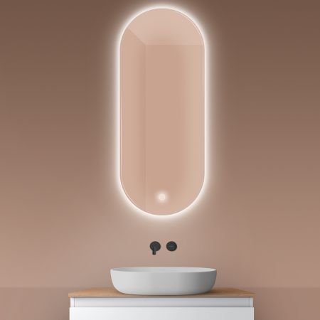 Oltens Nordlis mirror 50x120 cm, oval with LED lighting and Klarglas system 64114000