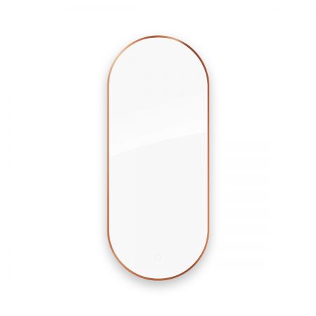 Oltens Nordlis zrcadlo 50x120 cm oválný s osvětlením a systémem Klarglas, měď kartáčovaná 64114610