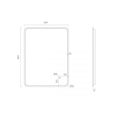 Oltens Nordlis mirror 60x80 cm, rectangular with LED lighting and Klarglas system 64116000