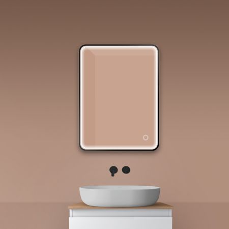 Oltens Nordlis mirror 60x80 cm, rectangular with LED lighting and Klarglas system, black 64116300