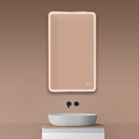 Oltens Nordlis zrcadlo 60x100 cm obdélníkový s osvětlením a systémem Klarglas, měď kartáčovaná 64117610