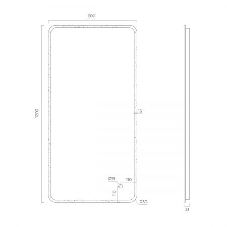 Oltens Nordlis zrcadlo 60x120 cm obdélníkový s osvětlením a systémem Klarglas 64118000