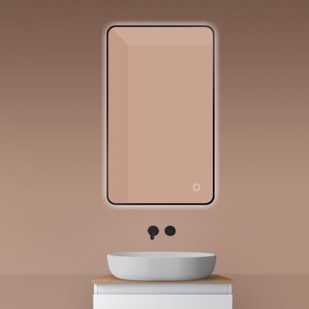 Oltens Nordlis lustro 60x100 cm prostokątne z oświetleniem od tyłu z matą grzewczą czarny 64120300