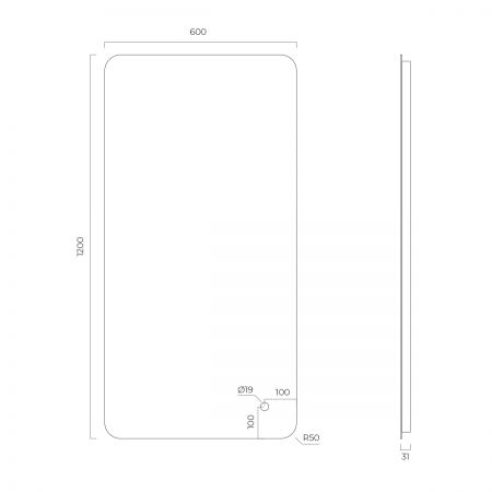 Oltens Nordlis zrcadlo 60x120 cm obdélníkový s osvětlením a systémem Klarglas 64121000