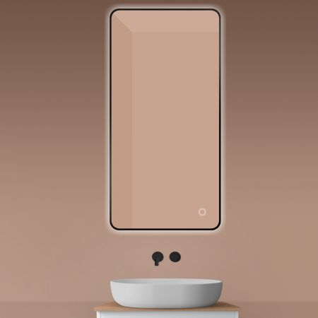 Oltens Nordlis zrcadlo 60x120 cm obdélníkový s osvětlením a systémem Klarglas, černá 64121300