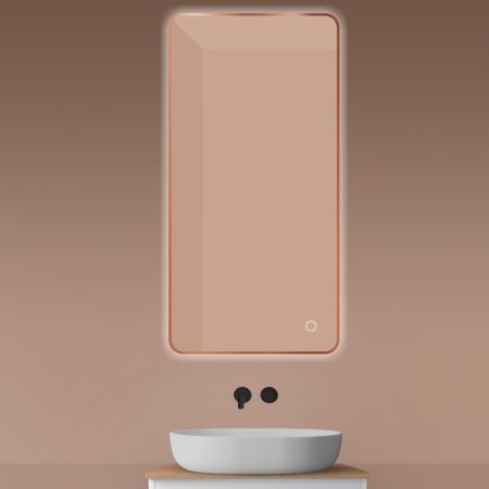 Oltens Nordlis zrcadlo 60x120 cm obdélníkový s osvětlením a systémem Klarglas, měď kartáčovaná 64121610