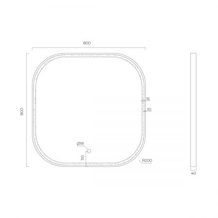 Oltens Nordlis zrcadlo 80x80 cm čtvercový s osvětlením a systémem Klarglas, zlatá 64122810