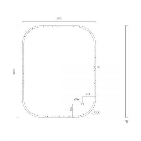 Oltens Nordlis 80x100 cm rechteckiger Spiegel mit LED-Beleuchtung und Klarglas-System 64124000