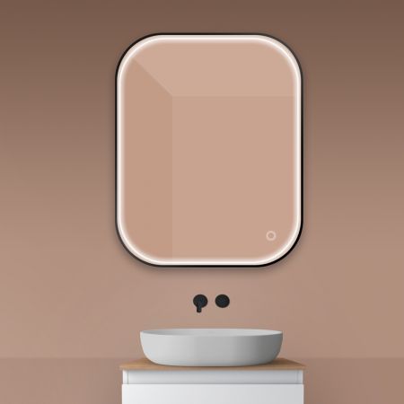 Oltens Nordlis zrcadlo 80x100 cm obdélníkový s osvětlením a systémem Klarglas, černá 64124300