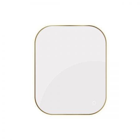 Oltens Nordlis lustro 80x100 cm prostokątne z oświetleniem z przodu z matą grzewczą mosiądz szczotkowany 64124510