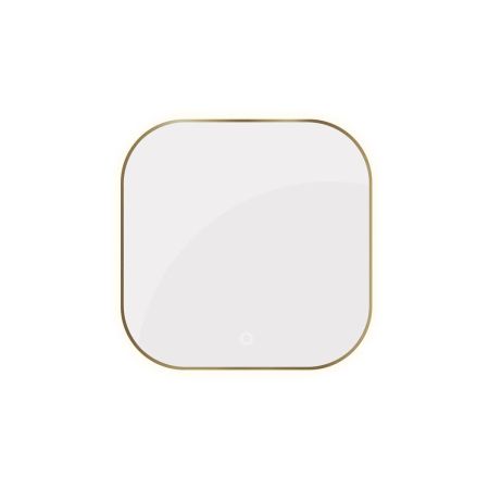 Oltens Nordlis 80x80 cm square mirror with backlighting and heating mat, brushed brass 64125510
