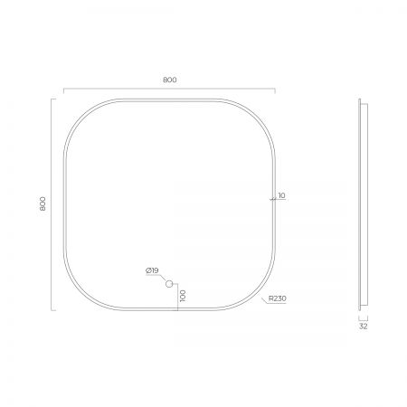 Oltens Nordlis zrcadlo 80x80 cm čtvercový s osvětlením a systémem Klarglas, měď kartáčovaná 64125610