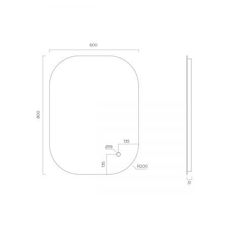 Oltens Nordlis mirror 60x80 cm, rectangular with LED lighting and Klarglas system 64126000