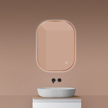 Oltens Nordlis zrcadlo 60x80 cm obdélníkový s osvětlením a systémem Klarglas, měď kartáčovaná 64126610