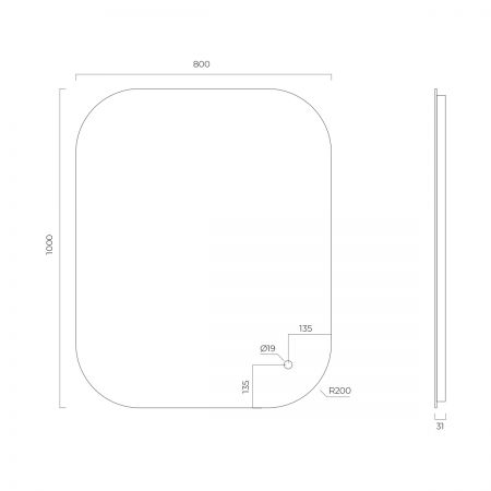 Oltens Nordlis lustro 80x100 cm prostokątne z oświetleniem od tyłu z matą grzewczą 64127000