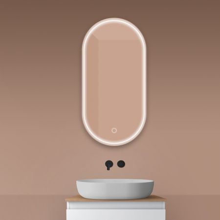 Oltens Nordlis zrcadlo 50x100 cm oválný s osvětlením a systémem Klarglas, 64128000