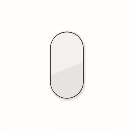 Oltens Nordlis mirror 50x100 cm, oval with LED lighting and Klarglas system, black 64129300