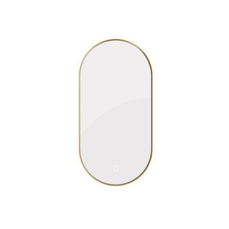 Oltens Nordlis mirror 50x100 cm, oval with LED lighting and Klarglas system, brushed brass 64129510