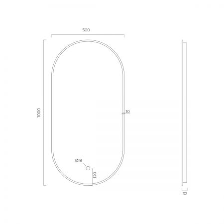 Oltens Nordlis zrcadlo 50x100 cm oválný s osvětlením a systémem Klarglas, zlatá 64129810