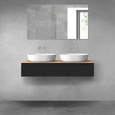 Oltens Vernal szafka 120 cm podumywalkowa wisząca z blatem czarny mat/dąb 68103300