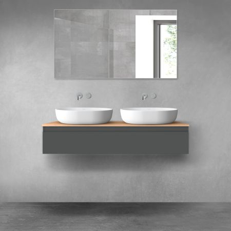 Oltens Vernal szafka 120 cm podumywalkowa wisząca z blatem grafit mat/dąb 68103400