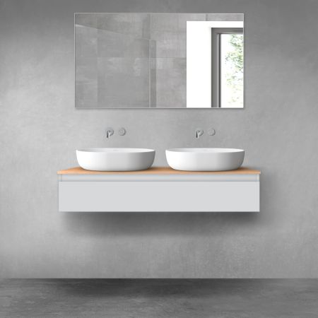 Oltens Vernal szafka 120 cm podumywalkowa wisząca z blatem szary mat/dąb 68103700