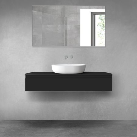 Oltens Vernal wall-mounted base unit 120 cm with countertop, matte black 68128300