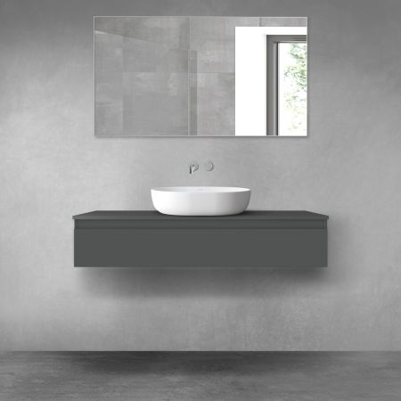 Oltens Vernal wall-mounted base unit 120 cm with countertop, matte graphite 68128400