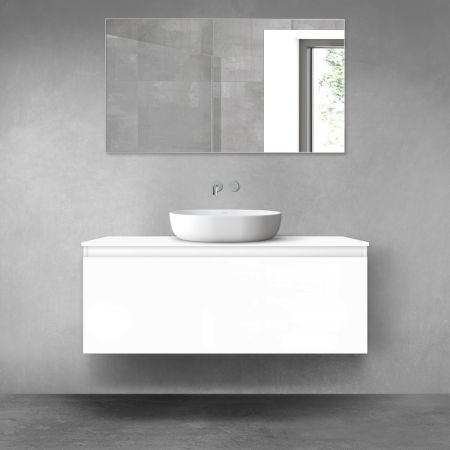Oltens Vernal wall-mounted base unit 120 cm with countertop, white gloss 68129000