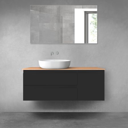 Oltens Vernal bathroom furniture set 120 cm with countertop, matte black/oak 68211300