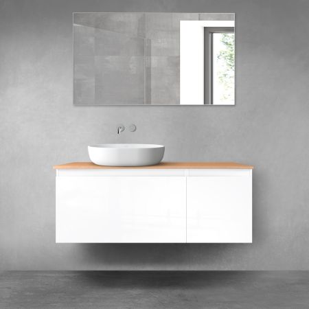 Oltens Vernal zestaw mebli łazienkowych 120 cm z blatem biały połysk/dąb 68252000