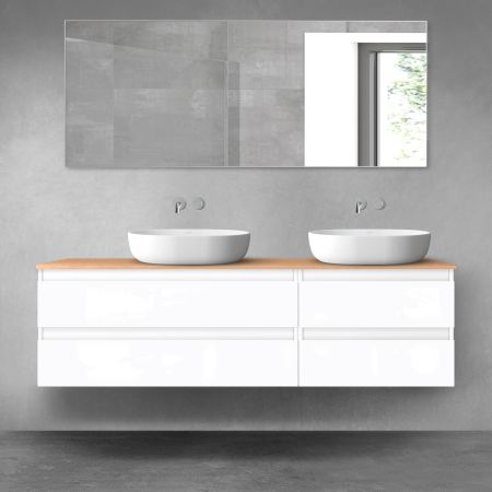Oltens Vernal zestaw mebli łazienkowych 160 cm z blatem biały połysk/dąb 68336000