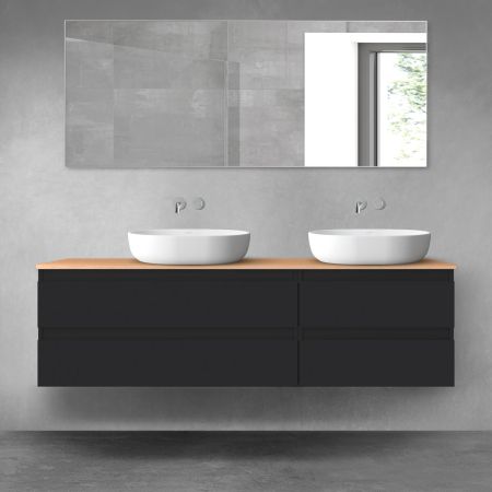 Oltens Vernal zestaw mebli łazienkowych 160 cm z blatem czarny mat/dąb 68336300