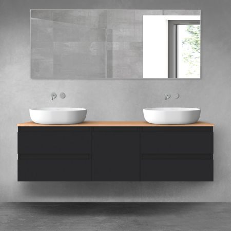 Oltens Vernal zestaw mebli łazienkowych 160 cm z blatem czarny mat/dąb 68404300