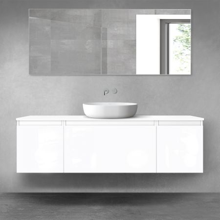 Oltens Vernal bathroom furniture set 160 cm with countertop, white gloss 68475000